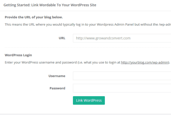 Connexion WordPress Wordable
