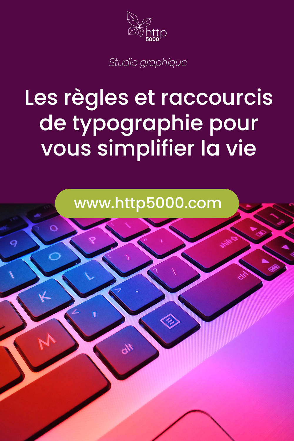 Pinterest template raccourcis typo