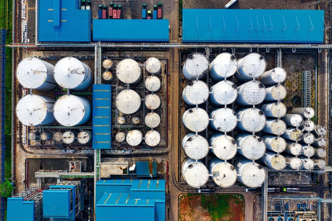 Aerial photo of buildings