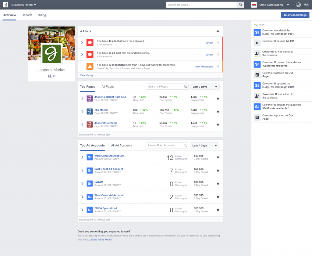 Facebook business