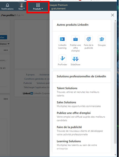 Fonctionnalite linkedin produits