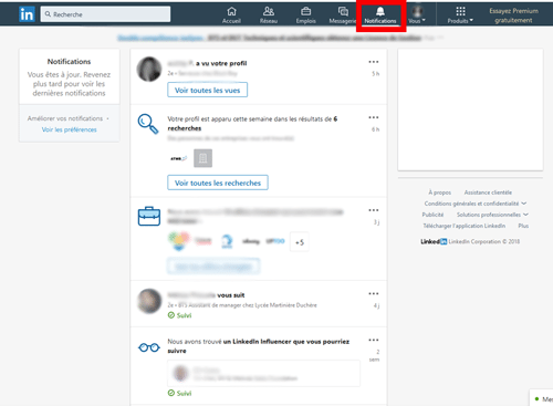 Fonctionnalites linkedin notifications