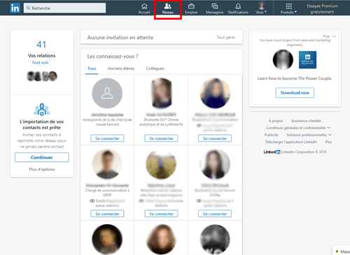 Fonctionnalites linkedin reseau