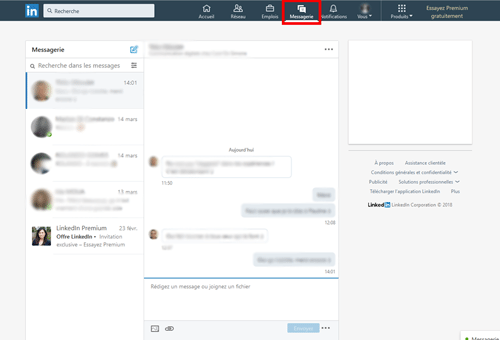 Fonctionnnalites linkedin messagerie