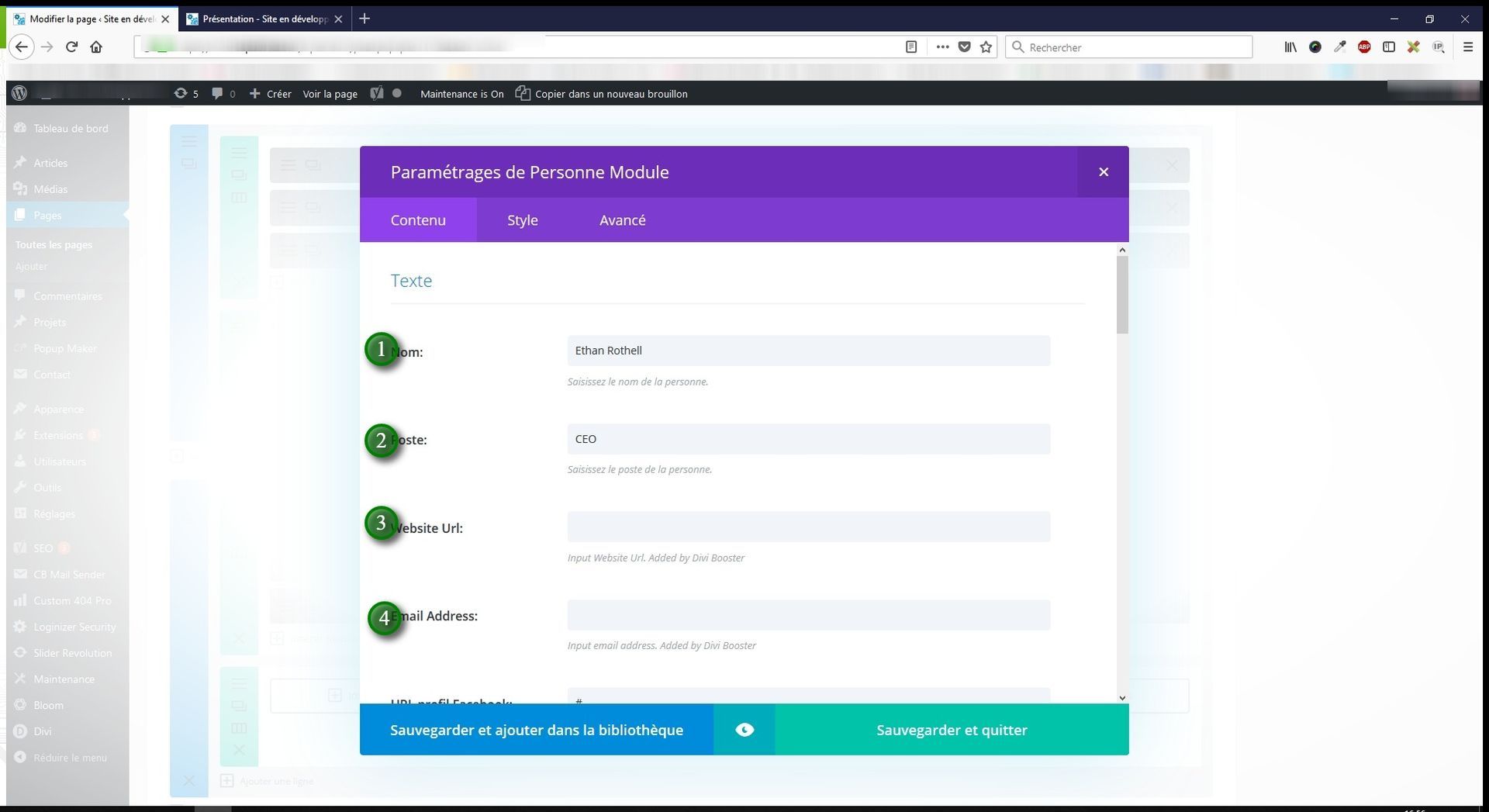 Instructions divi
