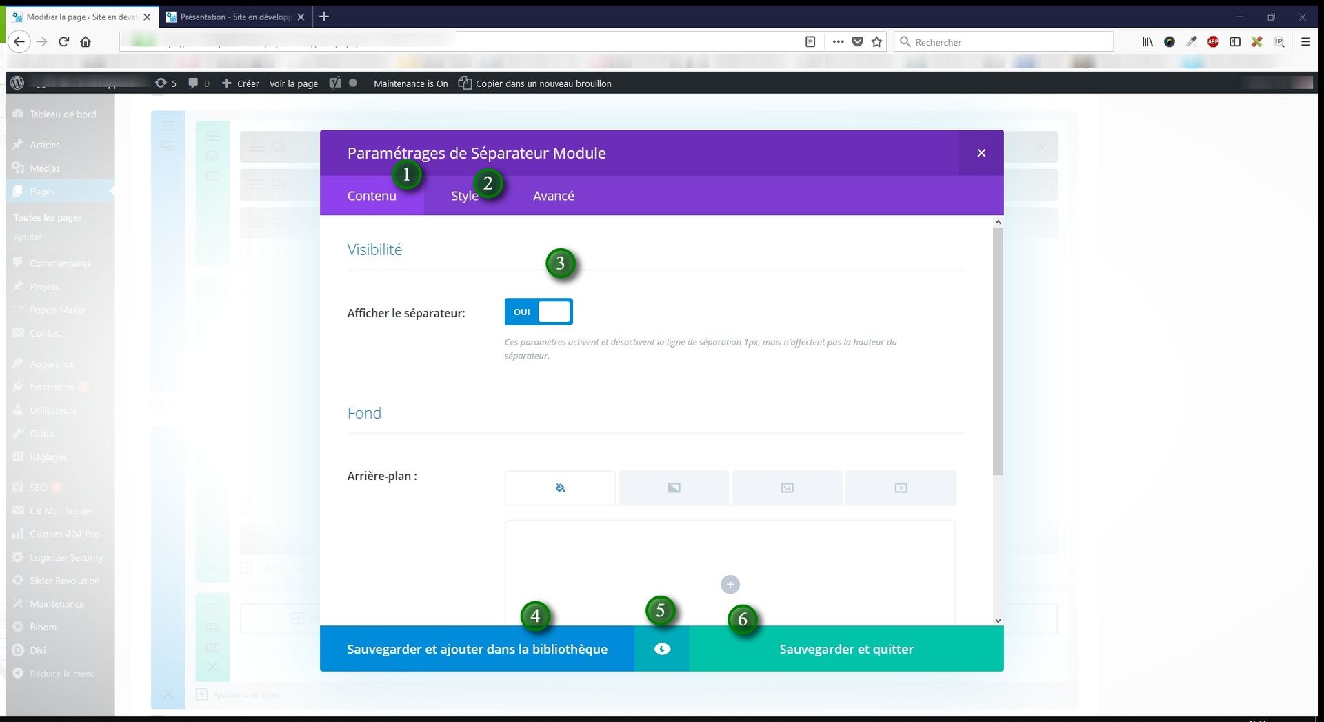 Instructions divi