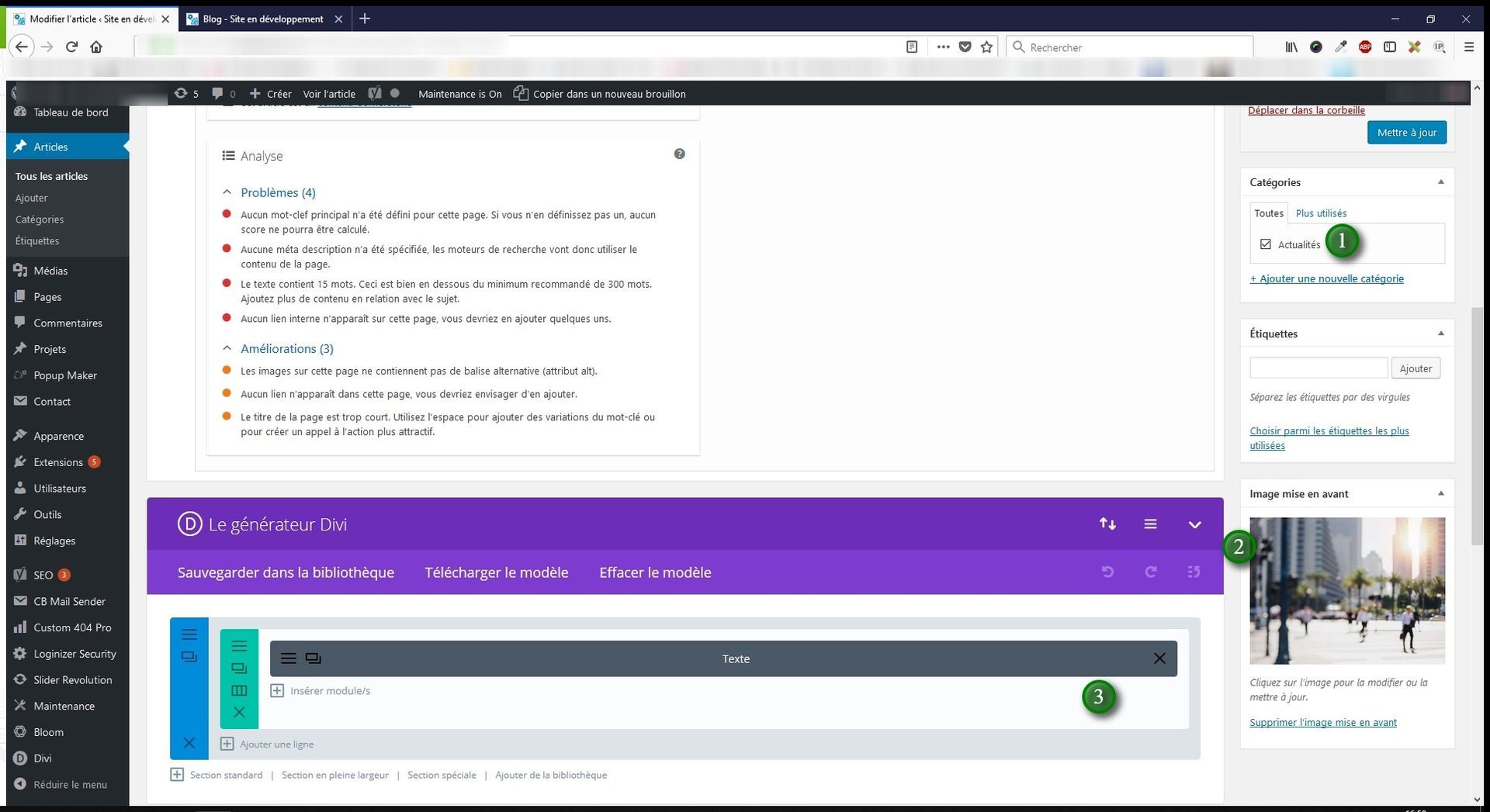 Instructions divi