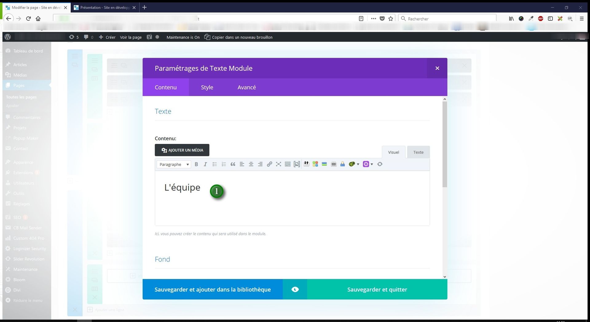 Instructions divi