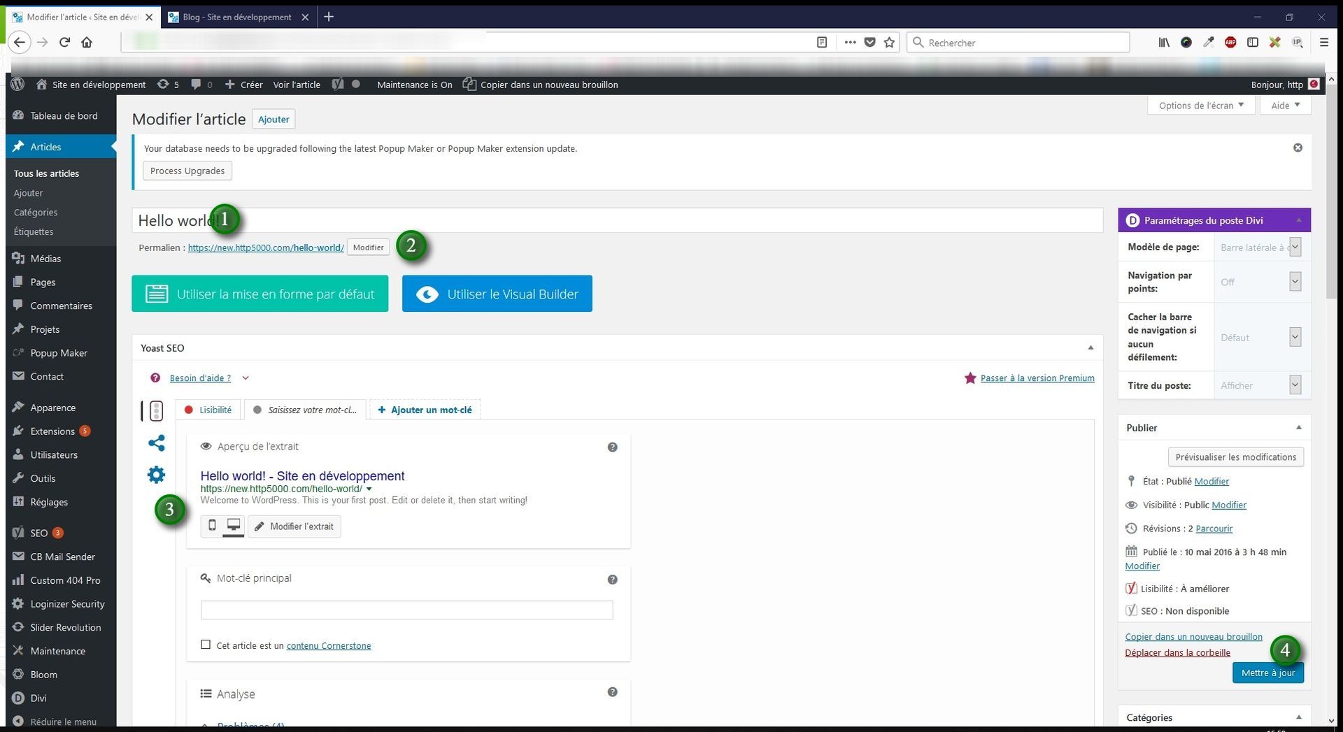 Instructions divi